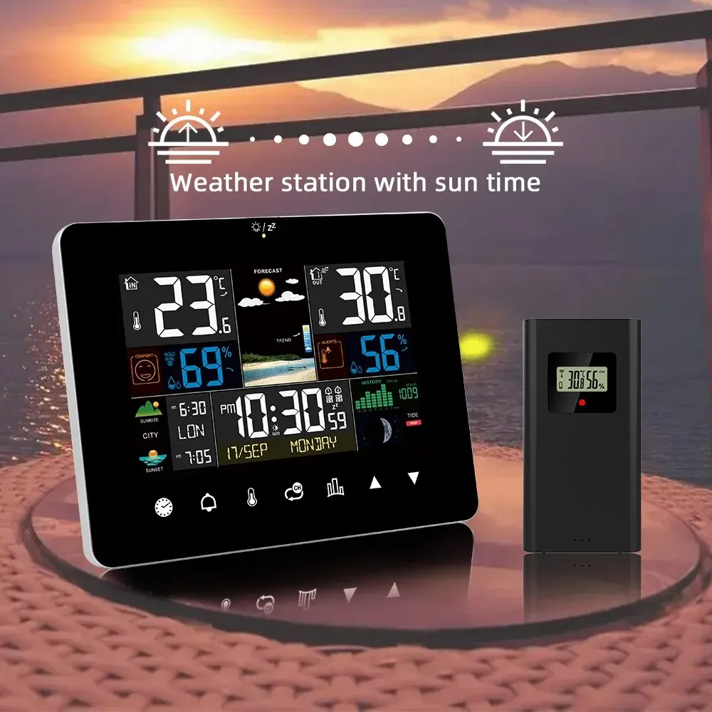 Rain Gauge Digital - Multifunction Weather Station Alarm Clock Thermometer