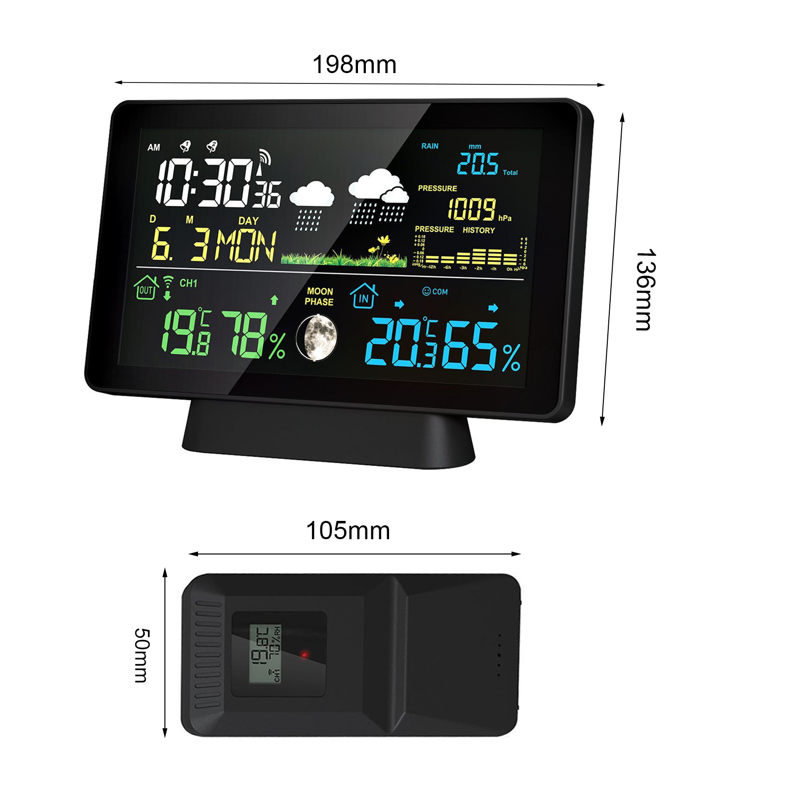 Indoor/Outdoor Wireless Weathe - Rain Gauge Digital 评论和价格